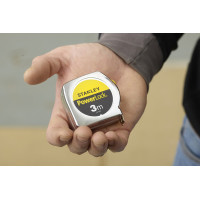 Рулетка вимірювальна Powerlock® довжиною 3 м, шириною 19 мм в хромованому пластмасовому корпусі STANLEY 0-33-041