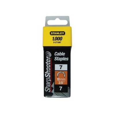Скоби CABLE тип 7 висотою 11 мм, напівкруглі, для кріплення кабелю, в упаковці по 1000 шт STANLEY 1-CT107T